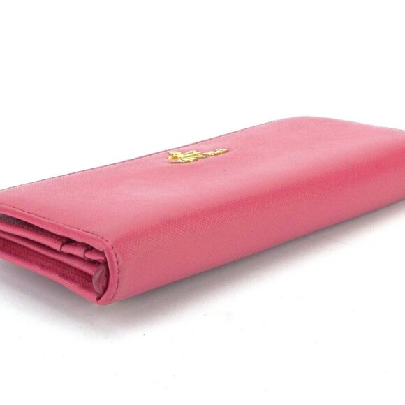 PRADA Long Wallet Logo Pink Safiano Leather Authentic - Picture 8 of 8